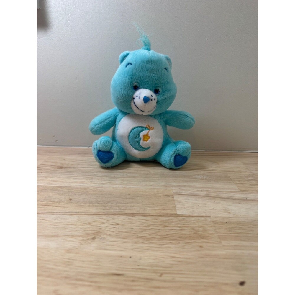 Care Bears Bedtime Bear Blue Sitting Plush Stuffed Sleepy Bear Moon & Star 7"